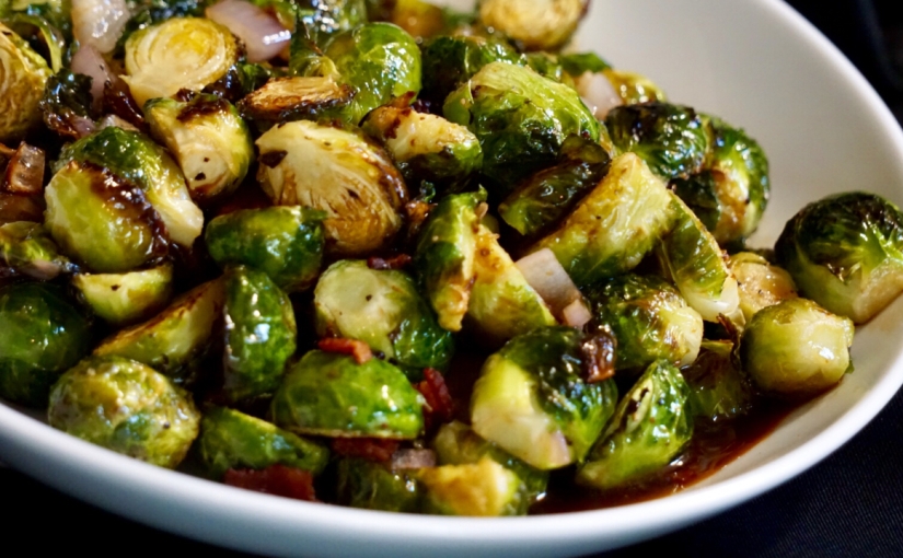 Easy Roasted Balsamic Bacon Brussel Sprouts