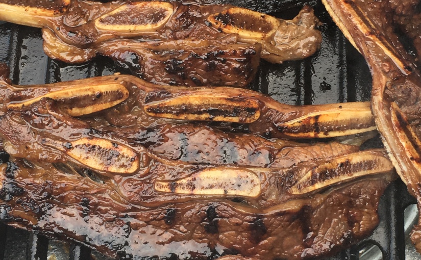 Grilled Marinated Flanken Style Short Ribs